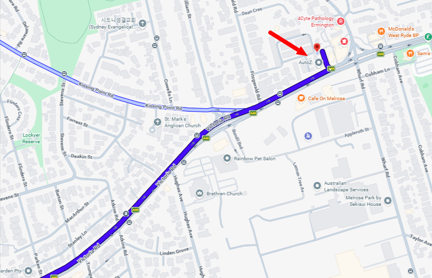 Google maps shpwing how to turn left into the new All District Mechanical Premises at 740 Victoria Rd Ermington